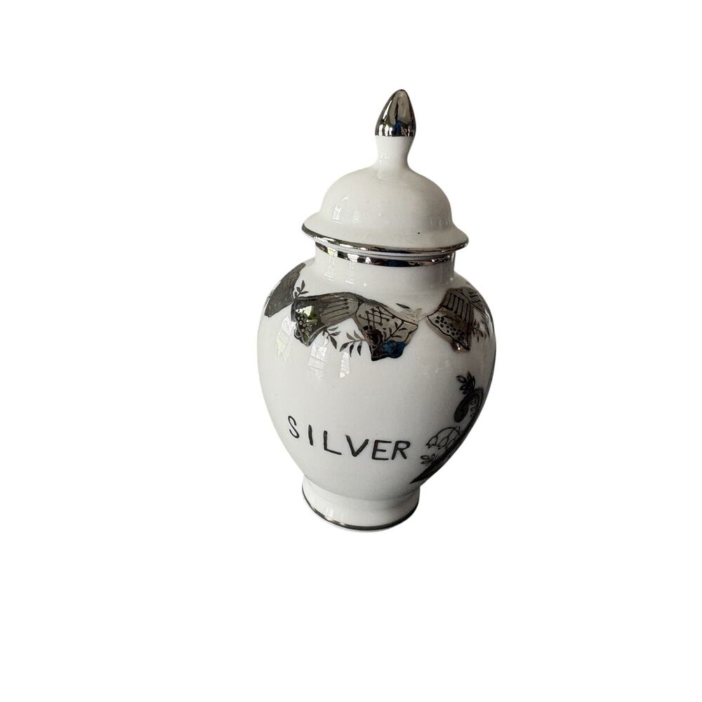 Norcrest Fine China 25th Silver Anniversary Covered Trinket Ginger Jar Vase VTG